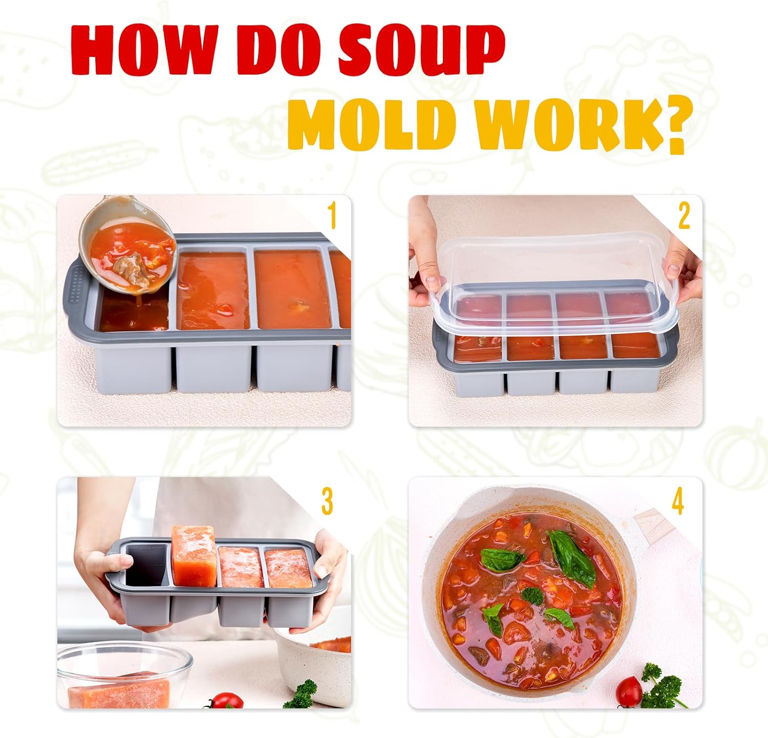 Silicone Cube Freezing Trays with Lid - Image 3