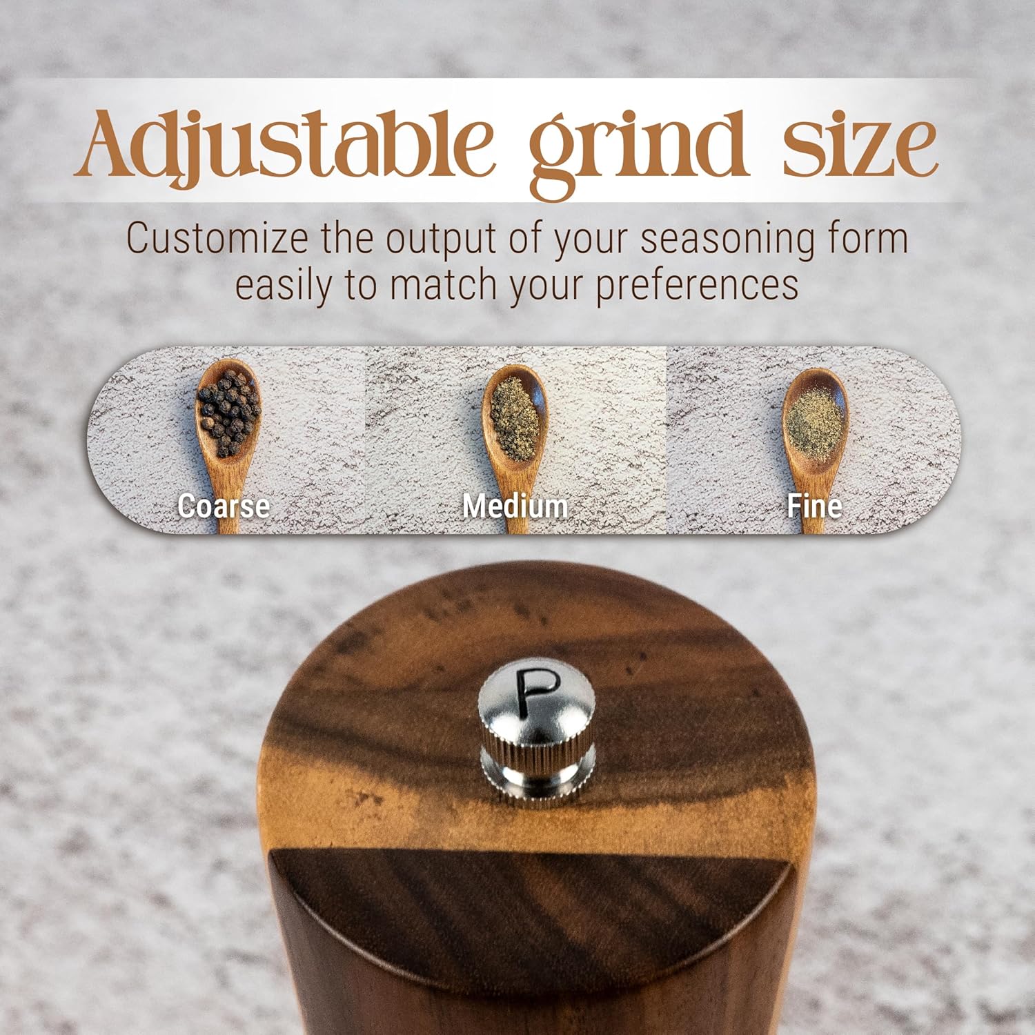 Acacia Wood Salt and Pepper Grinder Set - Image 5