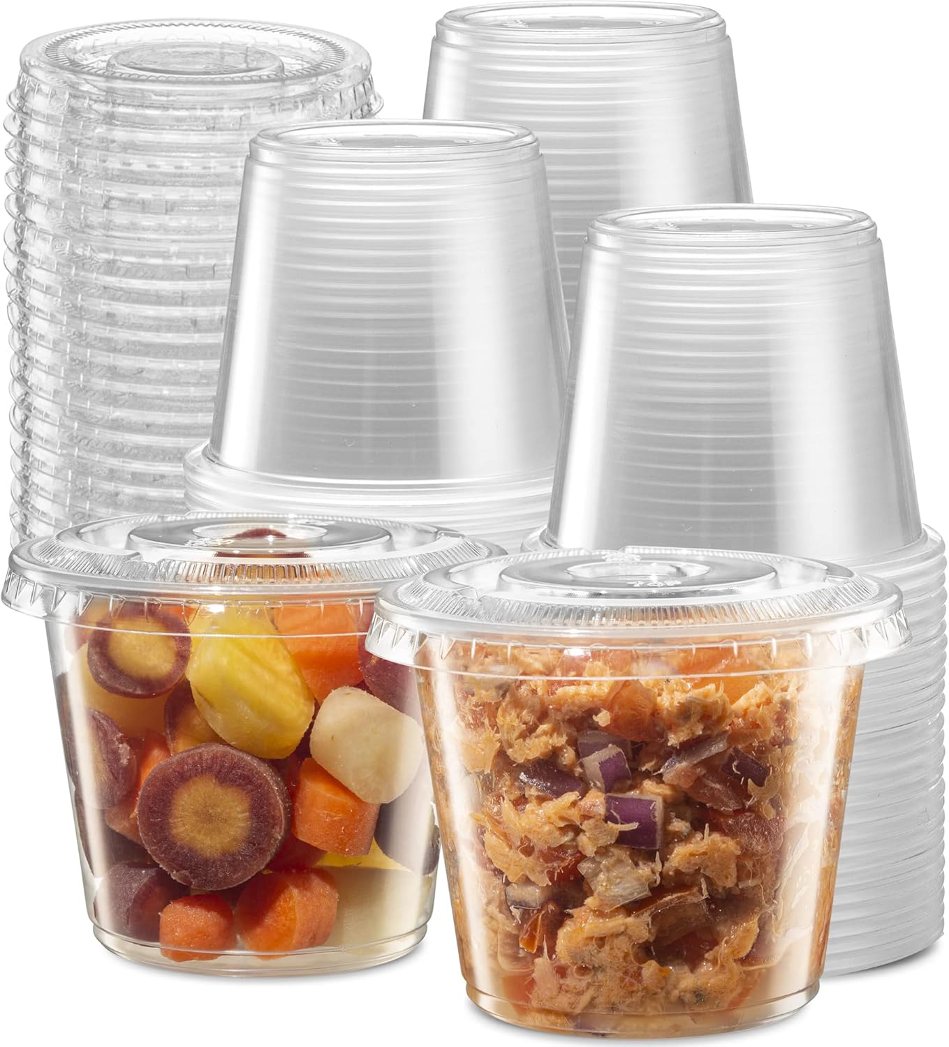 Clear Disposable Plastic Portion Cups With Lids - Image 2