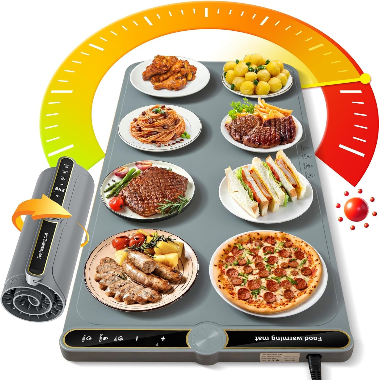 Extra Large Silicone Food Warming Mat with Timer and 9 Temperature Levels - Image 2