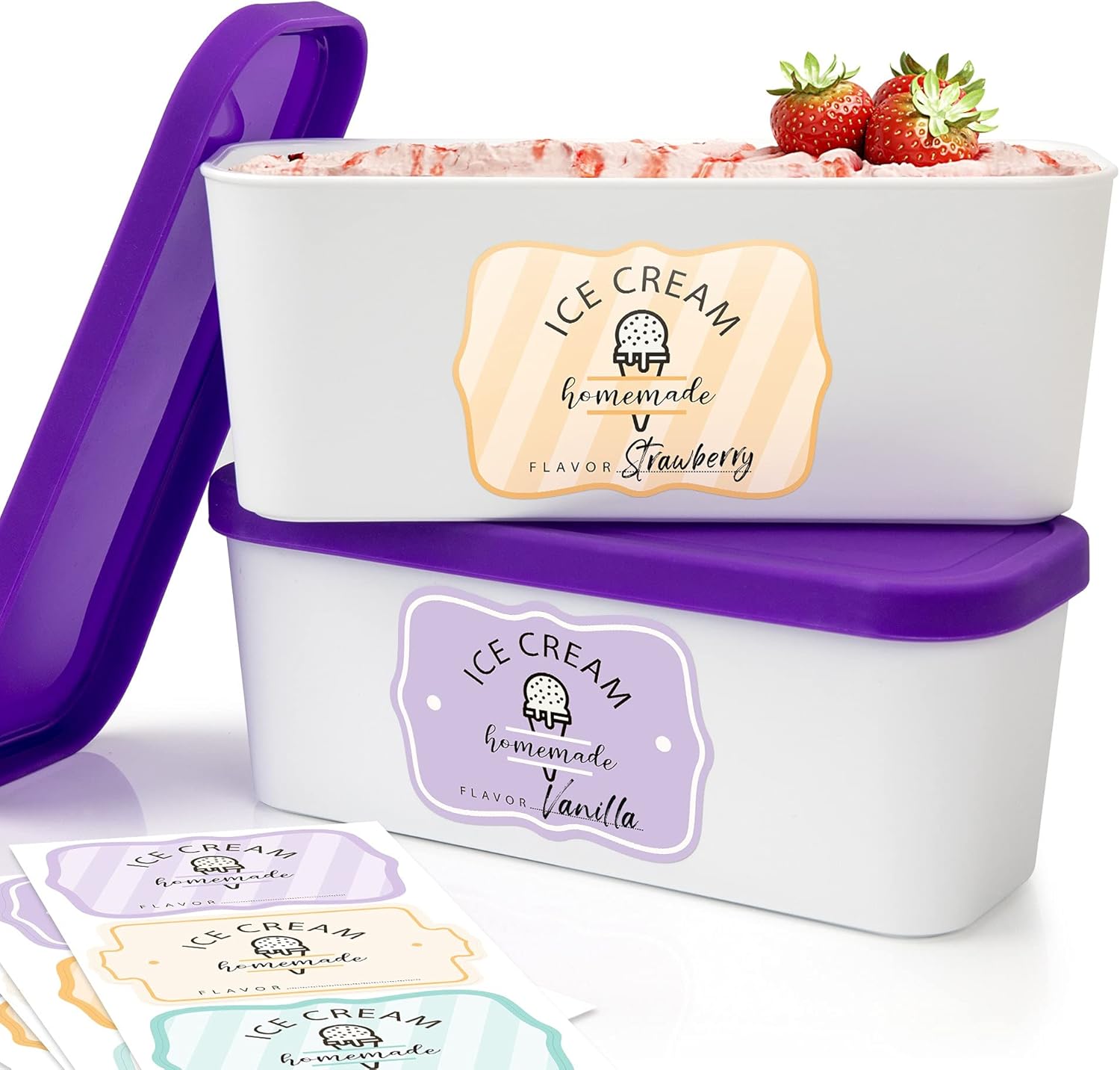 Reusable Ice Cream Containers for Homemade Sorbet, Frozen Yogurt, and Gelato Storage - Image 2