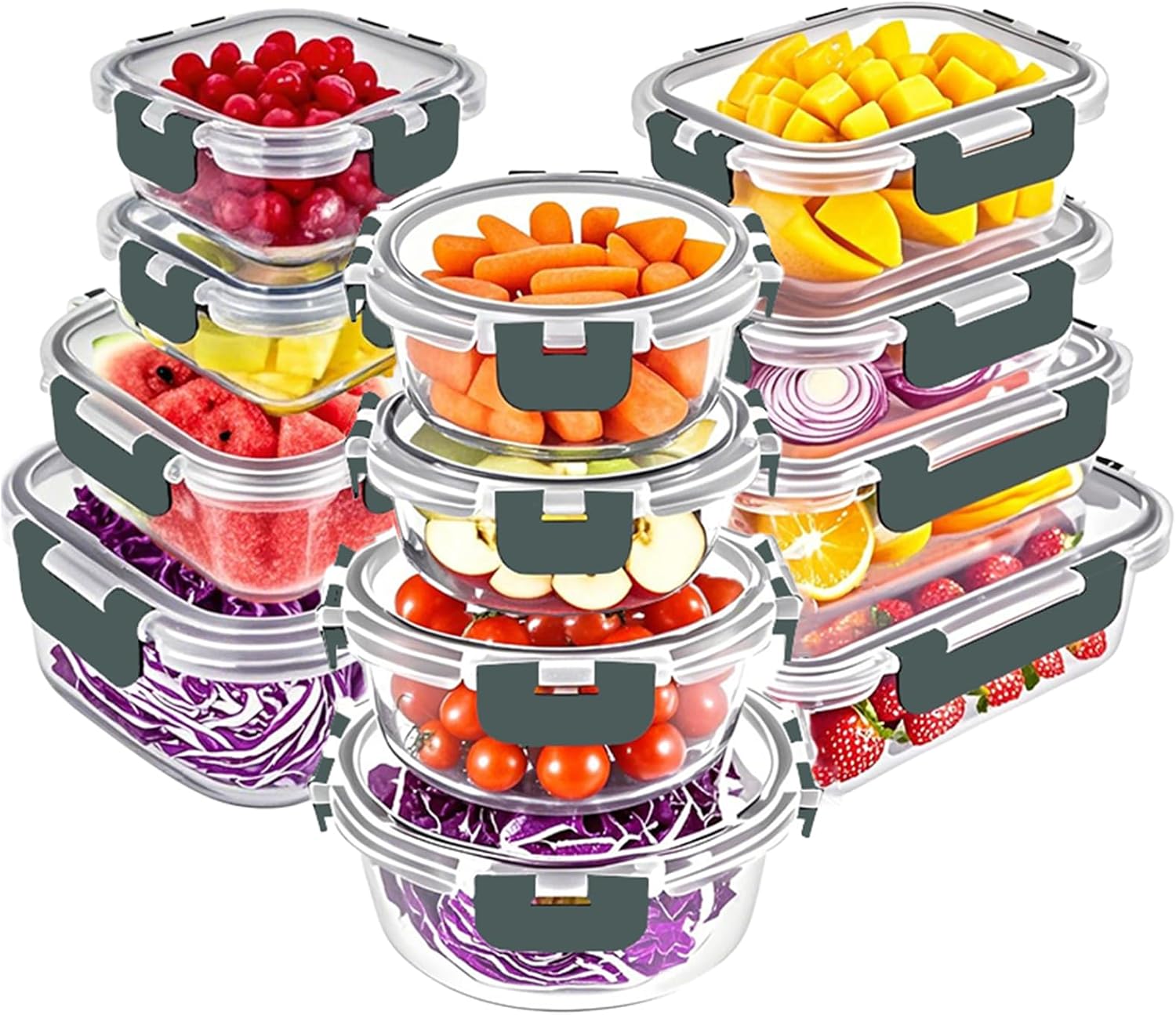 VERONES 12 Packs Glass Food Storage Containers Set - Image 2